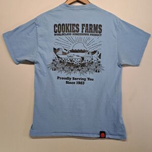 Cookies Farms Mens Large Graphic Tee Light Blue Streetwear Brand 420
